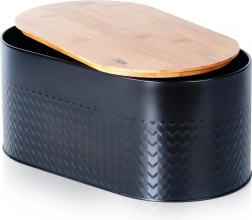 Stålbrødboks med bambusskærebræt, sort 34 × 18,5 × 15,5 cm