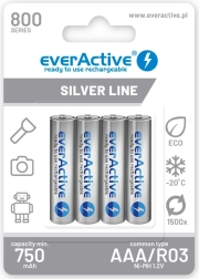 Genopladelige AAA-batterier 800 mAh – 4 stk.