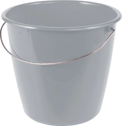 Spand 5 l med metalhank, grå