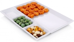 Hvid opdelt porcelænstallerken 26,5 × 20 cm