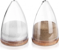 Salt- og peberstrøer, sæt med 2 stk., kegleformet design med trælåg