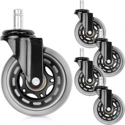 Gummihjul til kontorstol 75 mm, tap 11 mm, 5 stk.