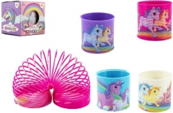 Plastisk spiral-fjeder med enhjørninge, diameter 6,5 cm