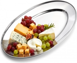 Ovalt serveringsfad i rustfrit stål 34 × 21,5 cm