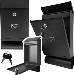 Postkasse af galvaniseret stål med avistube, sort 32,5 × 22,5 × 9,5 cm