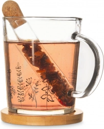 Glaskop med infuser og bambusunderkop 400 ml