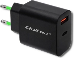 Vægoplader 18W USB Type-C PD og USB QC 3.0 sort