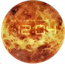 Væghængt ur Planeten Mars med LED-display 32 cm – Orange