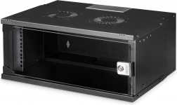 Vægmonteret 19" netværksskab 4U SOHO PRO, 240 × 540 × 400 mm, glasdør, bæreevne 60 kg, sort
