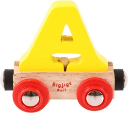 Trævogn til togbane med bogstavet A