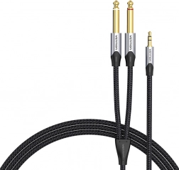 Lydkabel mini-jack 3,5 mm til 2x jack 6,35 mm han fra Vention, 8 m