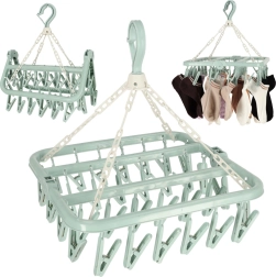 Universel plastik tørrestativ med 32 klemmer blå