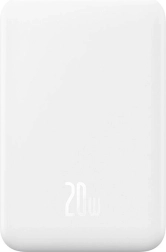 Magnetisk mini-powerbank Baseus 5000 mAh med USB‑C 20 W og trådløs opladning – hvid