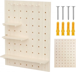 Vægmonteret træ-pegboard organisator MACLEAN 60 × 80 cm, lyst træ