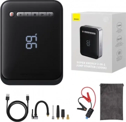 Start-powerbank og kompressor 2-i-1 Baseus Super Energy, 8000 mAh, 1000 A (sort)