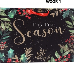 Julegavepose "Happy Holidays" 42x12x31 cm Mix af mønstre