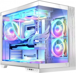 Computerkabinet VOLCANO Panorama Apex ARGB, 7× ARGB blæsere, hvid