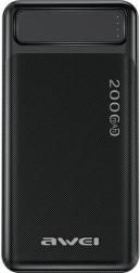 Powerbank 20000 mAh P6K med display og 2× USB‑A