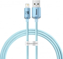 USB-kabel til Apple-enheder Baseus Crystal Shine, 2,4A, 1,2 m i blå farve