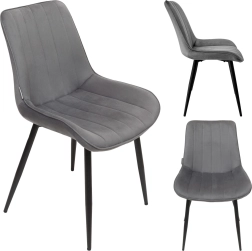 Polstret velour-spisebordsstol i loftstil, grafit