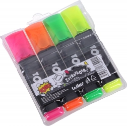 Sæt overstregningstuscher med kraftig kileformet spids, 4 farver