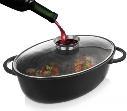 Oval granitbradepande med låg 8 l, 45 × 27,5 cm