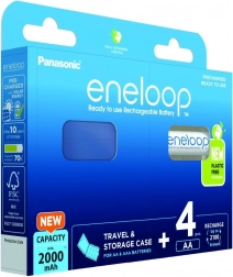 Eneloop AA 2000 mAh genopladelige batterier – sæt med 4 stk. med etui