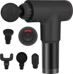 Massagepistol til dyb muskelmassage, 6 hastigheder og 4 hoveder