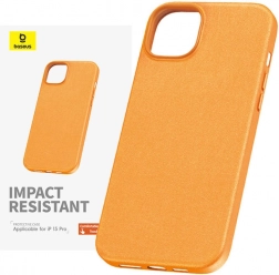 Etui til iPhone 15 Pro Max Baseus Fauxther Series orange