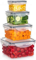 Sæt med lufttætte madopbevaringsbokse med tætningslåg, 4 stk.