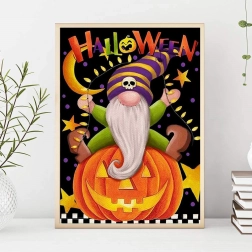 Diamantbroderi/ 5D billede/ Diamantmosaik/ Diamantmaling - Halloween, størrelse 40x50 cm