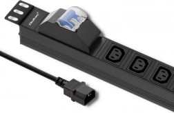 19" rack-strømskinne med afbryder 1U 10A PDU 8x IEC C13 2 m