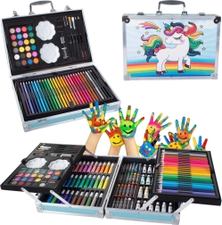 Kunstsæt i kuffert 145 dele blå