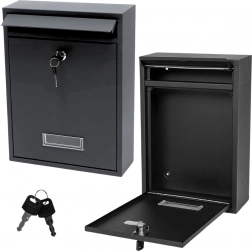 Postkasse af galvaniseret stål, sort 32 × 21,5 × 8,5 cm