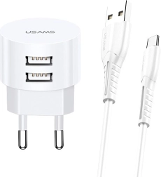 USAMS T20 oplader med 2xUSB og microUSB