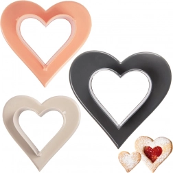 Dobbelt­sidedes hjerte-udstikkere til småkager, sæt med 3 stk.