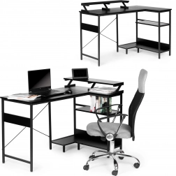 Hjørnecomputerskrivebord med 3 hylder ModernHome