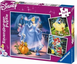 Ravensburger puslespil Disney prinsesser Snehvide, Askepot og Ariel 3×49 brikker