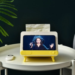 Æske til papirservietter med telefonholder retro-tv – gul