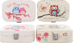 Smykkeskrin med uglemotiv med spejl