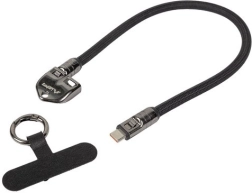 Lanberg USB-C-kabel med vedhæng og strop 30 cm 240 W sort