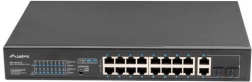 uadministreret PoE+ switch 16× Fast Ethernet med 2× combo gigabit-uplink, 250 W, 19″ rack lanberg