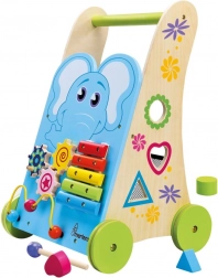 Bino træ-aktivitetsgåvogn med elefant