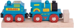 Blå lokomotiv med tender og 2 skinner fra Bigjigs Rail
