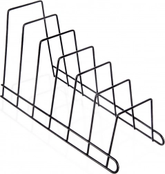 Metalstativ til låg og tallerkener, sort, 34,5 × 14 × 19 cm