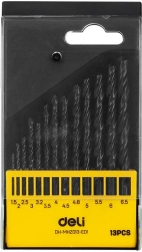DELI TOOLS HSS-borsæt, 13 stk. (1,5–6,5 mm)