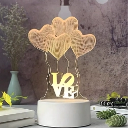 Nat LED-lampe Love hjerte 3D-illusion via USB