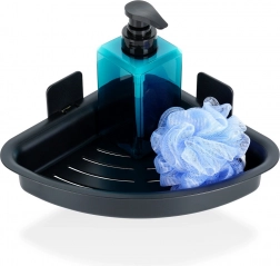 Hjørnebrusehylde sort, selvklæbende 28 × 22 × 8 cm