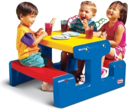 LITTLE TIKES Jr børne-picnicbord med bænke – blå