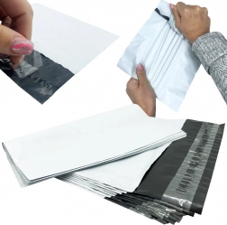 Hvide kurér-plastposer 450 × 550 mm, selvklæbende, 50 stk.